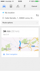 captura como llegar en google maps búsqueda pizzeria.