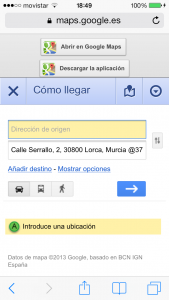 captura como llegar en google maps búsqueda pizzeria.